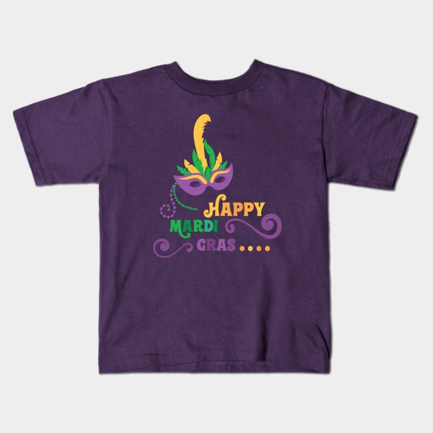 Happy Mardi Gras T-shirt and Apparel Kids T-Shirt by TeeBunny17